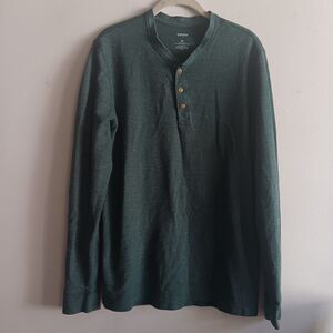 Sonoma Long Sleeve Shirt Dark Green Henley Thermal Size Medium Layering